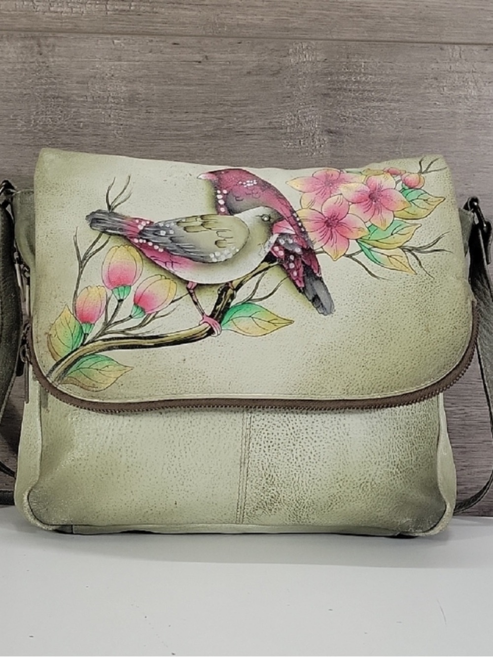 NWT Anuschka Painted Leather Shoulder Bag & Wallet